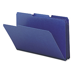 Smead Expanding Recycled Heavy Pressboard Folders, 1/3-Cut Tabs: Assorted, Legal Size, 1" Expansion, Dark Blue, 25/Box (22541)