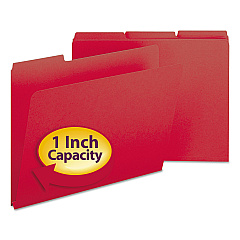 Smead Expanding Recycled Heavy Pressboard Folders, 1/3-Cut Tabs: Assorted, Letter Size, 1" Expansion, Bright Red, 25/Box (21538)