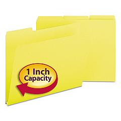 Smead Expanding Recycled Heavy Pressboard Folders, 1/3-Cut Tabs: Assorted, Letter Size, 1" Expansion, Yellow, 25/Box (21562)