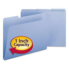 Smead Expanding Recycled Heavy Pressboard Folders, 1/3-Cut Tabs: Assorted, Letter Size, 1" Expansion, Blue, 25/Box (21530)