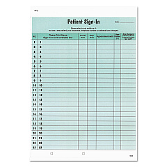 Tabbies Patient Sign-In Label Forms, Two-Part Carbon, 8.5 x 11.63, Green, 1/Page, 125 Forms (14532)