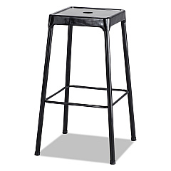 Safco Bar-Height Steel Stool, Backless, Supports Up to 250 lb, 29" Seat Height, Black (6606BL)