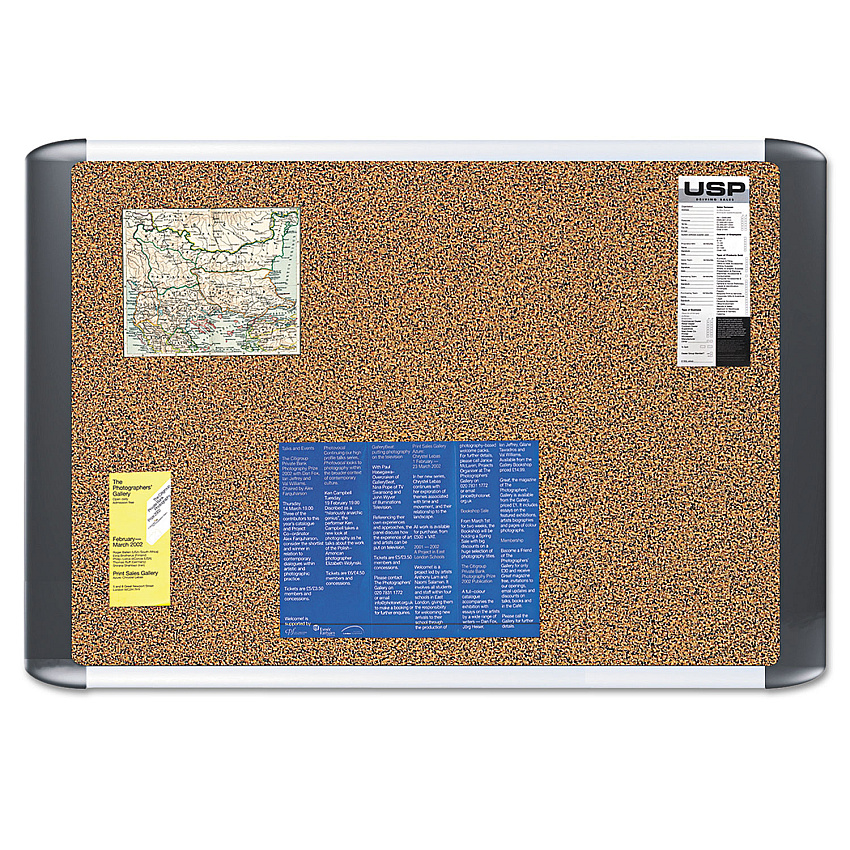 MasterVision Tech Cork Board, 24x36, Silver/Black Frame (MVI030501)