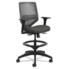HON Solve Series ReActiv Back Task Stool, Supports Up to 300 lb, 23" to 33" Seat Height, Ink Seat, Charcoal Back, Black Base (SVSR1ACLC10T)
