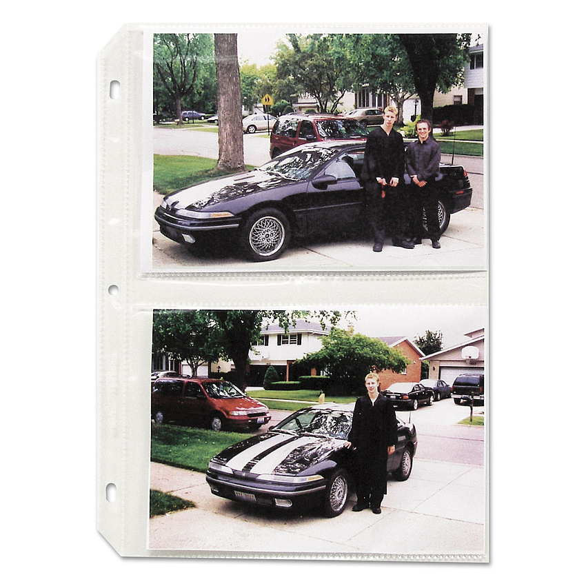 C-Line Clear Photo Pages for Four 5 x 7 Photos, 3-Hole Punched, 11-1/4 x 8-1/8 (52572)