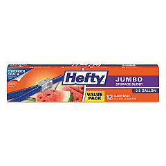 Hefty Slider Bags, 2.5 gal, 0.9 mil, 14.38" x 9", Clear, 108/Carton (R83812CT)