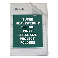 C-Line Deluxe Vinyl Project Folders, Legal Size, Clear, 50/Box (62139)