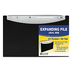 C-Line 21-Pocket Stand-Up Design Expanding File, 12" Expansion, 21 Sections, 1/5-Cut Tabs, Legal Size, Black (48221)