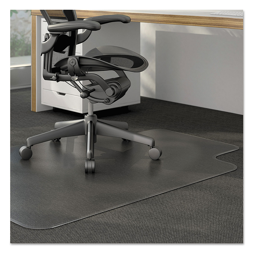 Alera Moderate Use Studded Chair Mat for Low Pile Carpet, 45 x 53, Wide Lipped, Clear (ALEMAT4553CLPL)