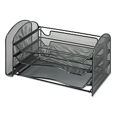 Safco Mesh Desk Organizer, 1 Vertical/3 Horizontal Sections, Steel Mesh, 16.25 x 9 x 8, Black (3265BL)