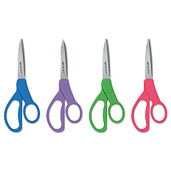 Westcott Student Scissors with Antimicrobial Protection, Pointed Tip, 7" Long, 3" Cut Length, Randomly Assorted Straight Handles (14231)