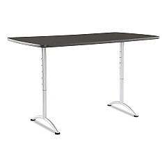 Iceberg ARC Adjustable-Height Table, Rectangular Top, 36 x 72 x 30 to 42 High, Graphite/Silver (69327)