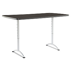 Iceberg ARC Adjustable-Height Table, Rectangular Top, 36 x 72 x 30 to 42 High, Gray Walnut/Silver (69325)
