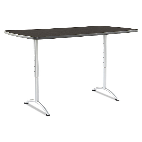 Iceberg ARC Adjustable-Height Table, Rectangular Top, 36 x 72 x 30 to 42 High, Gray Walnut/Silver (69325)