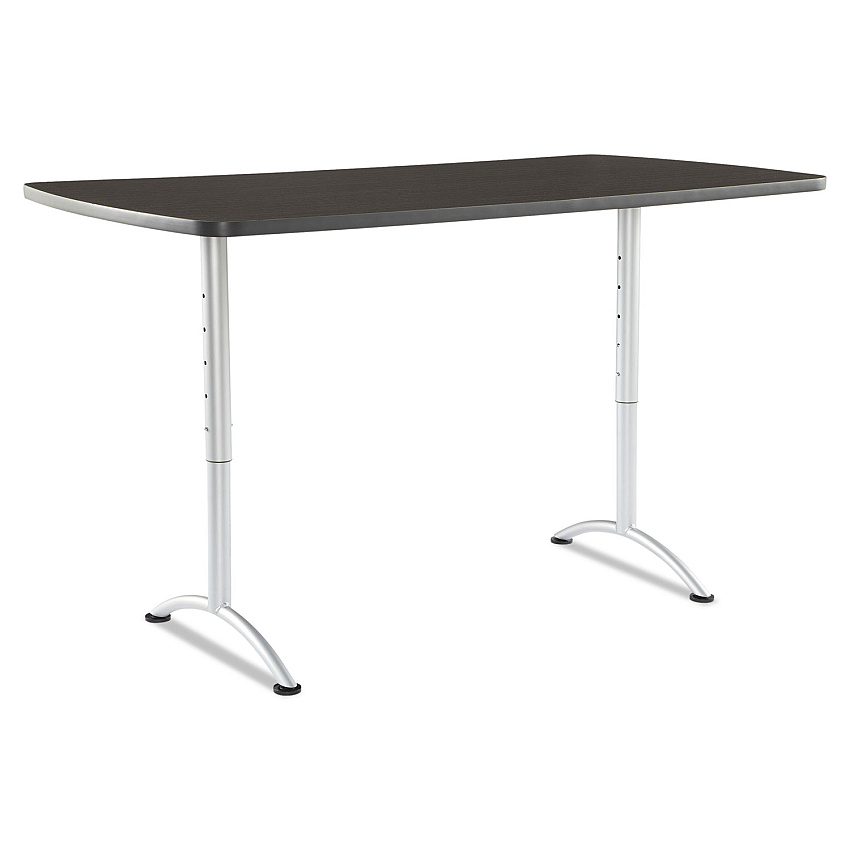 Iceberg ARC Adjustable-Height Table, Rectangular Top, 36 x 72 x 30 to 42 High, Gray Walnut/Silver (69325)