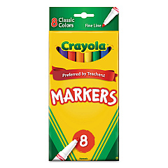 Crayola Non-Washable Marker, Fine Bullet Tip, Assorted Classic Colors, 8/Pack (587709)