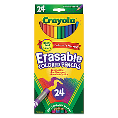 Crayola Erasable Color Pencil Set, 3.3 mm, 2B (#1), Assorted Lead/Barrel Colors, 24/Pack (682424)