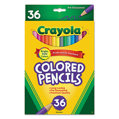 Crayola Short-Length Colored Pencil Set, 3.3 mm, 2B (#1), Assorted Lead/Barrel Colors, 36/Pack (684036)