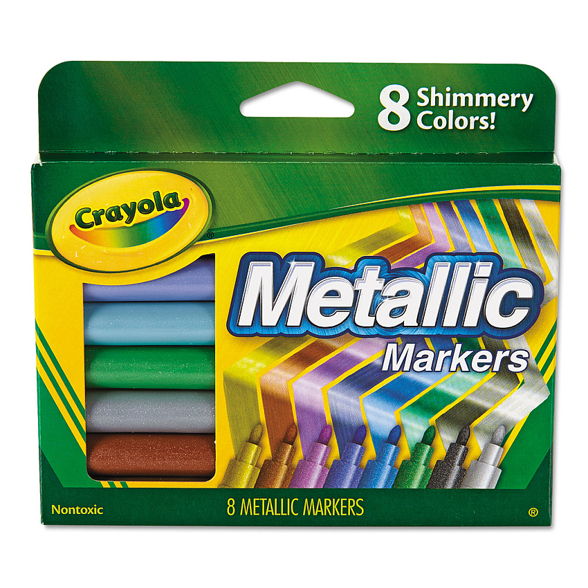Crayola Metallic Markers, Medium Bullet Tip, Assorted Colors, 8/Set (588628)