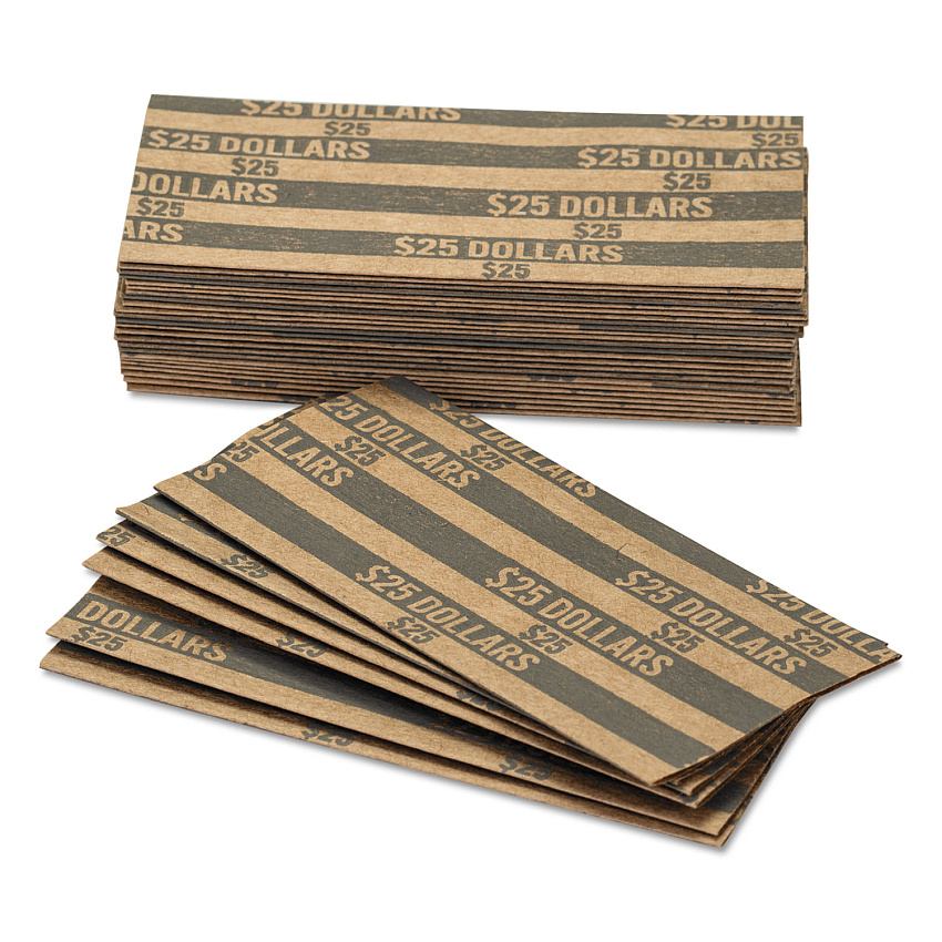 Pap-R Products Flat Coin Wrappers, Dollar Coin, $25, Pop-Open Wrappers, 1000/Box (30100)