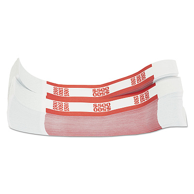Pap-R Products Currency Straps, Red, $500 in $5 Bills, 1000 Bands/Pack (400500)