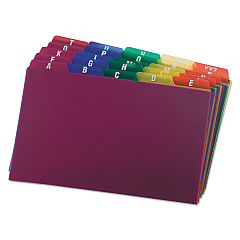 Oxford Durable Poly A-Z Card Guides, 1/5-Cut Top Tab, A to Z, 5 x 8, Assorted Colors, 25/Set (73155)