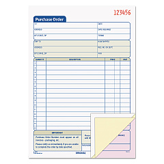 TOPS Purchase Order Book, Three-Part Carbonless, 5.56 x 8.44, 1/Page, 50 Forms (46141)