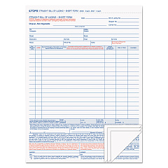 TOPS Bill of Lading,16-Line, Four-Part Carbonless, 8.5 x 11, 1/Page, 50 Forms (3847)
