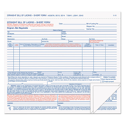 TOPS Hazardous Material Short Form, Three-Part Carbonless, 7 x 8.5, 1/Page, 50 Forms (3841)