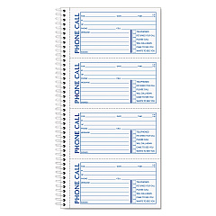 TOPS Spiralbound Message Book, Two-Part Carbonless, 2.75 x 5, 4/Page, 200 Forms (4002)