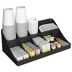 Mind Reader 11-Compartment Coffee Condiment Organizer, 18 1/4 x 6 5/8 x 9 7/8, Black (COMORGBLK)