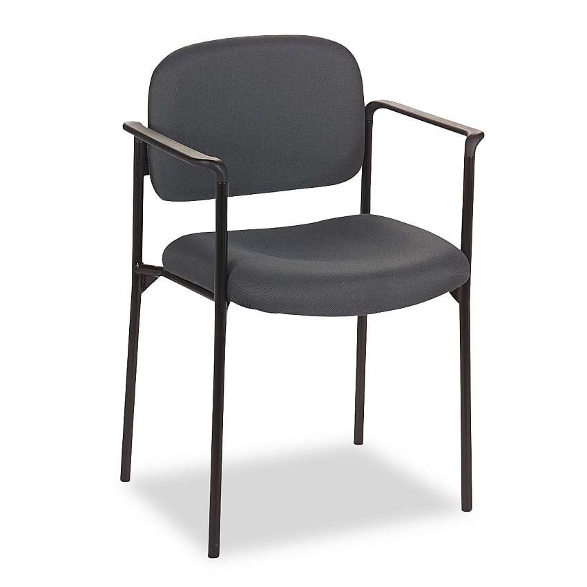HON VL616 Stacking Guest Chair with Arms, Supports Up to 250 lb, Charcoal Seat/Back, Black Base (VL616VA19)