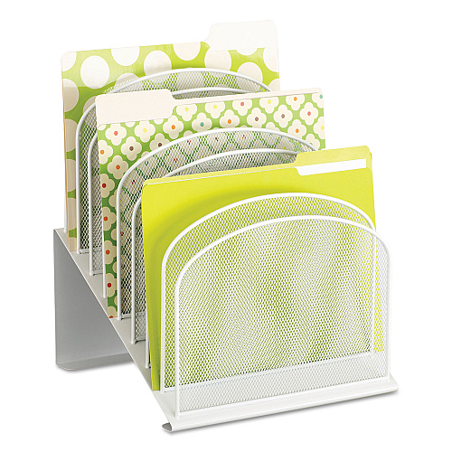 Safco Onyx Mesh Desk Organizer with Tiered Sections, 8 Sections, Letter to Legal Size Files, 11.75" x 10.75" x 14", White (3258WH)