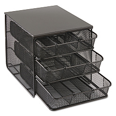 Safco 3 Drawer Hospitality Organizer, 7 Compartments, 11 1/2w x 8 1/4d x 8 1/4h, Bk (3275BL)