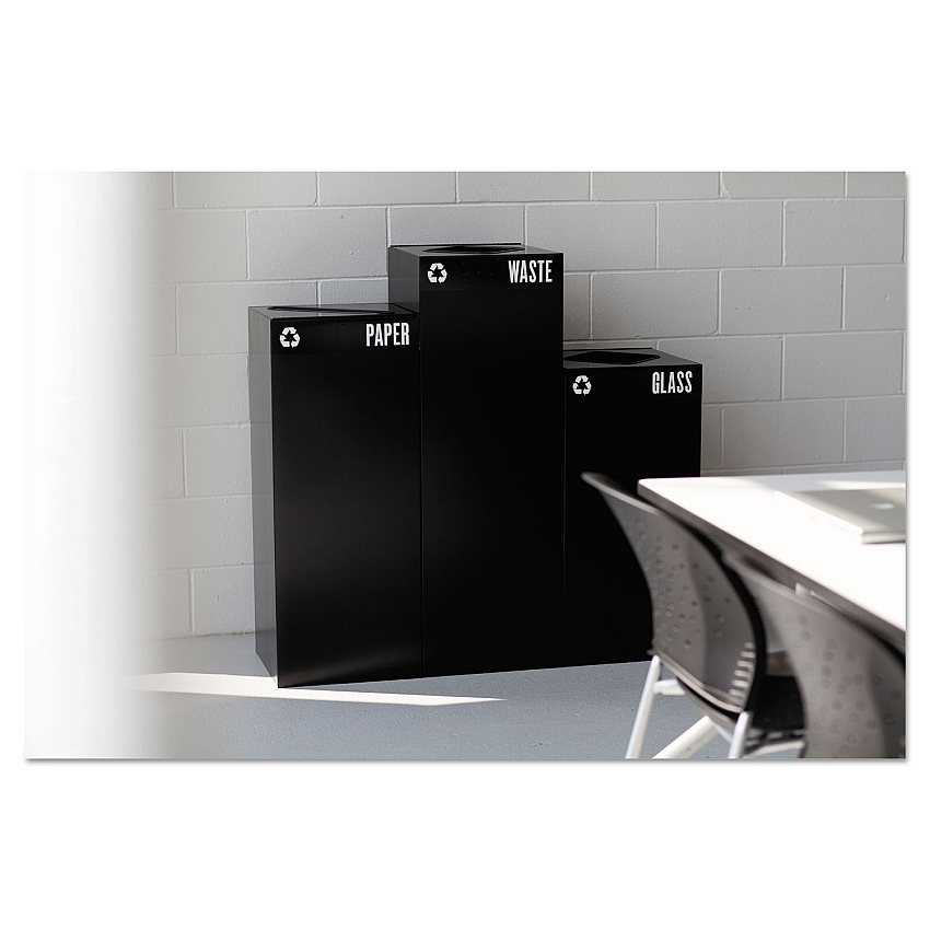Safco Public Square Paper-Recycling Container, Square, Steel, 42 gal, Black (2984BL)