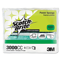 Scotch-Brite PROFESSIONAL Power Sponge, 2.8 x 4.5, 0.6" Thick, Blue/Teal, 5/Pack (3000CC)