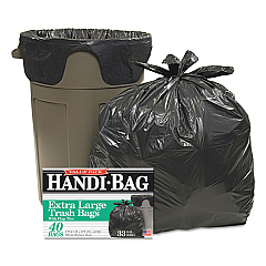 Handi-Bag Super Value Pack, 33 gal, 0.65 mil, 32.5" x 40", Black, 40/Box (HAB6FTL40)
