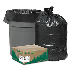 Earthsense Commercial Linear Low Density Recycled Can Liners, 45 gal, 1.25 mil, 40" x 46", Black, 100/Carton (RNW4850)