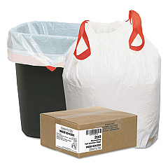 Draw 'n Tie Heavy-Duty Trash Bags, 13 gal, 0.9 mil, 24.5" x 27.38", White, 200/Box (1DK200)