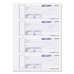 Rediform Durable Hardcover Numbered Money Receipt Book, Two-Part Carbonless, 6.88 x 2.75, 4 Forms/Sheet, 300 Forms Total (S1654NCR)