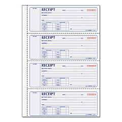 Rediform Money Receipt Book, Two-Part Carbonless, 7 x 2.75, 4/Page, 200 Forms (8L806)