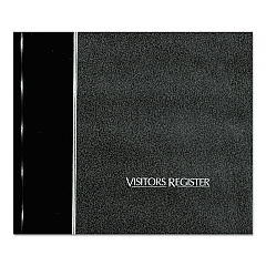 National Hardcover Visitor Register Book, Black Cover, 9.78 x 8.5 Sheets, 128 Sheets/Book (57802)