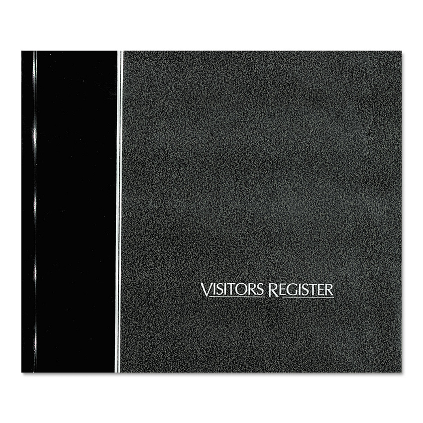 National Hardcover Visitor Register Book, Black Cover, 9.78 x 8.5 Sheets, 128 Sheets/Book (57802)