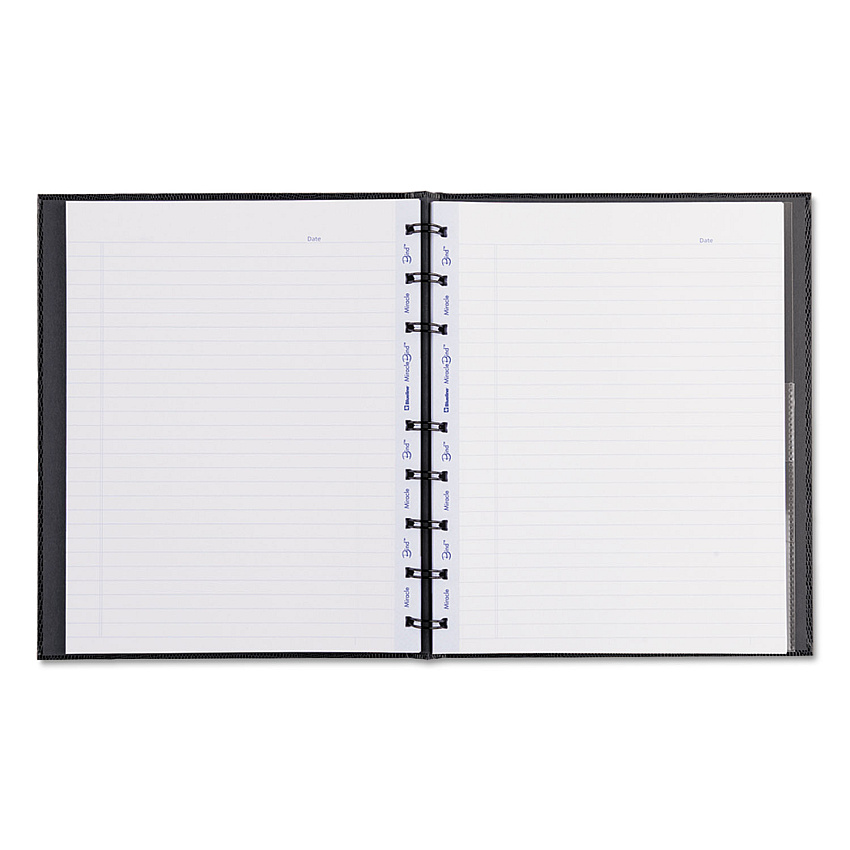 Blueline MiracleBind Notebook, 1 Subject, Medium/College Rule, Black Cover, 9.25 x 7.25, 75 Sheets (AF915081)