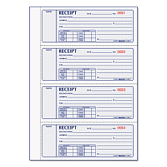 Rediform Money Receipt Book, Three-Part Carbonless, 7 x 2.75, 4/Page, 200 Forms (8L818)
