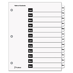 Cardinal OneStep Printable Table of Contents and Dividers, 12-Tab, Jan. to Dec., 11 x 8.5, White, 1 Set (60313)