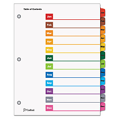 Cardinal OneStep Printable Table of Contents and Dividers, 12-Tab, Jan. to Dec., 11 x 8.5, White, 1 Set (60318)
