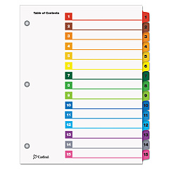 Cardinal OneStep Printable Table of Contents and Dividers, 15-Tab, 1 to 15, 11 x 8.5, White, 1 Set (61518)