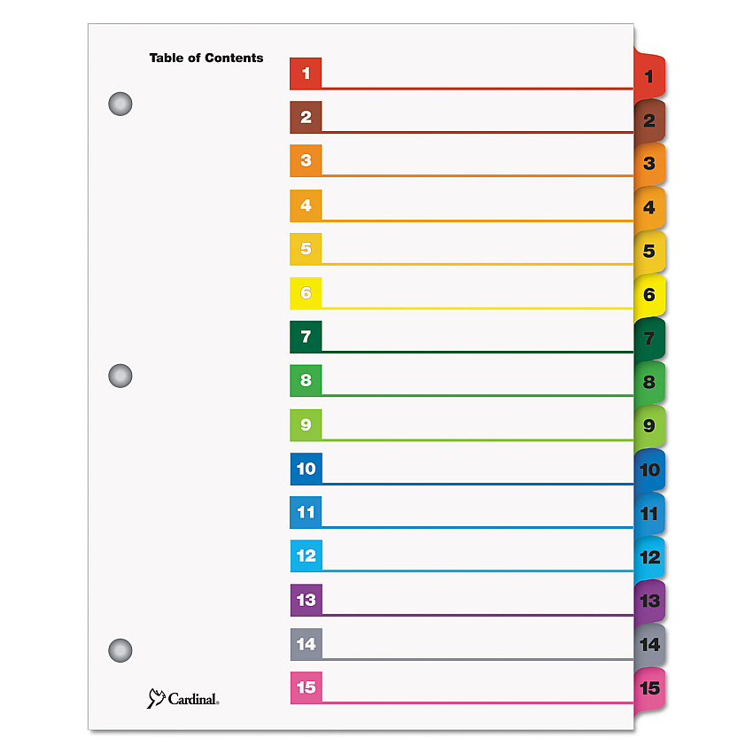 Cardinal OneStep Printable Table of Contents and Dividers, 15-Tab, 1 to 15, 11 x 8.5, White, 1 Set (61518)