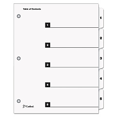 Cardinal OneStep Printable Table of Contents and Dividers, 5-Tab, 1 to 5, 11 x 8.5, White, 1 Set (60513)